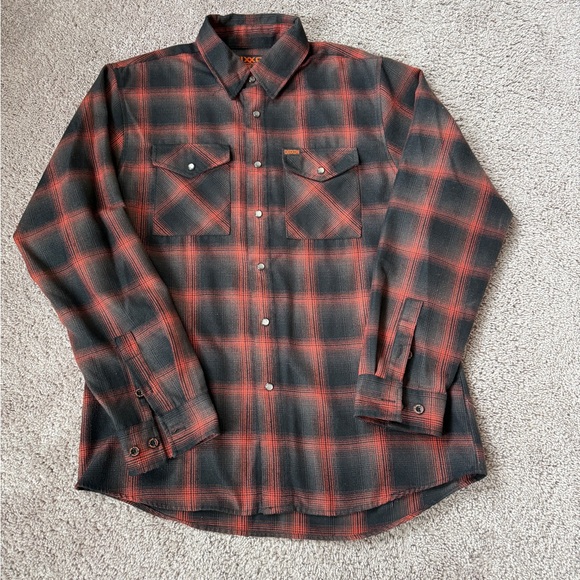 DIXXON Plaid western pearl snap flannel Snap-Front Casual Shirt medium